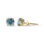 Aretes de botón solitario clásicos con diamantes azul agua tratados de 1 ct. p.t. en oro amarillo de 14K, foto 4