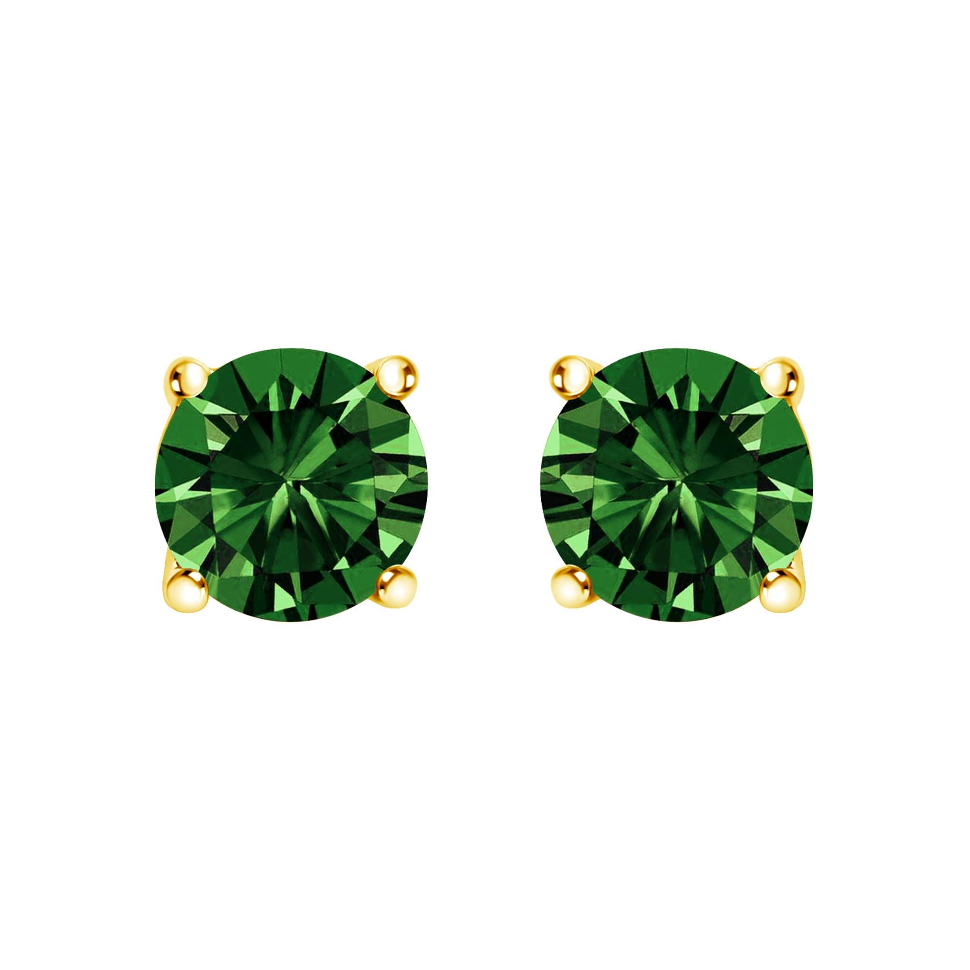 Lab-Grown Green Diamond Classic Solitaire Stud Earrings in 14K Gold, photo 5