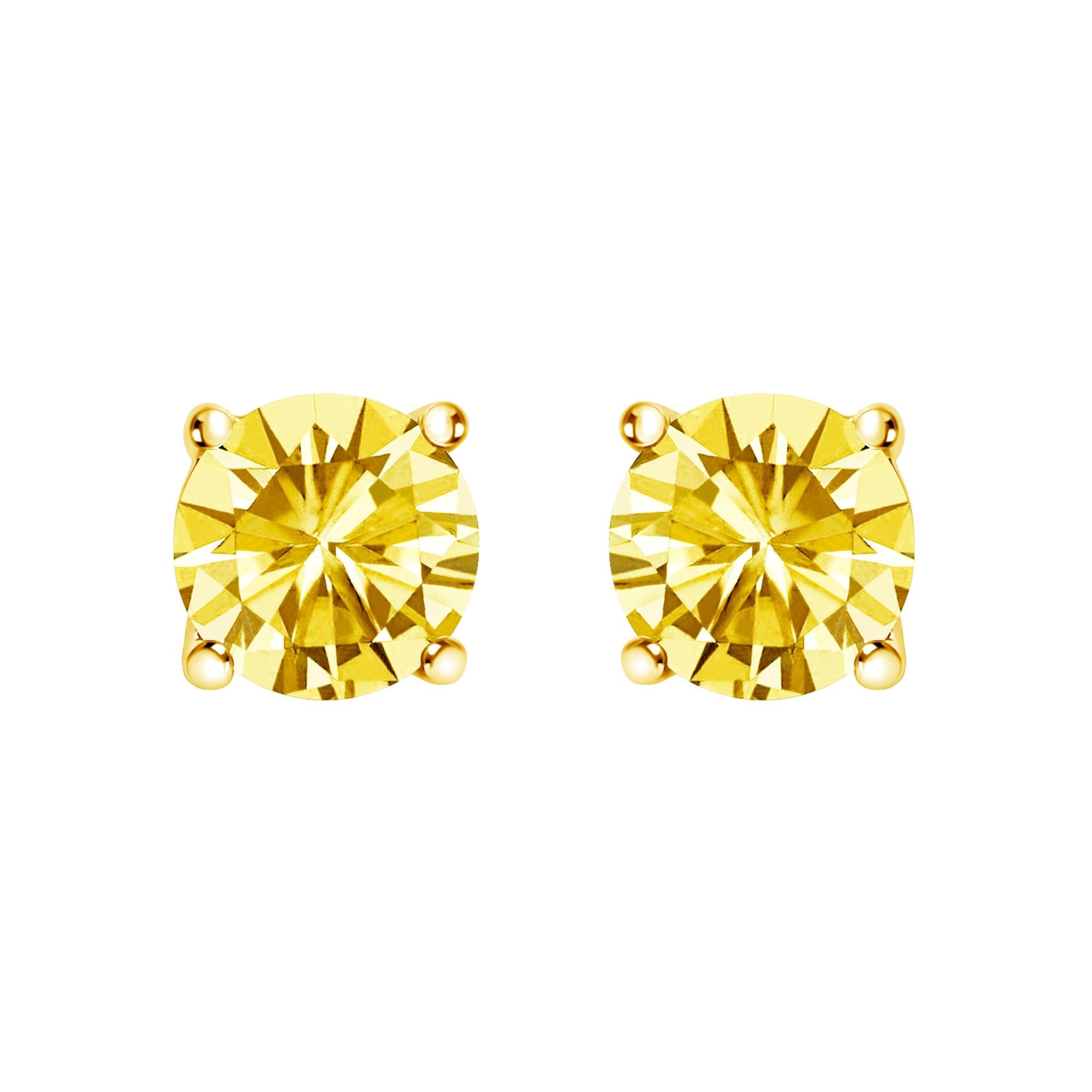 Lab-Grown Yellow Diamond Solitaire Stud Earrings in 14K Gold, photo 5
