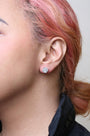 Aretes de botón de racimo con diamantes cultivados en laboratorio de 2 ct. p.t. en oro blanco de 14K, foto 3
