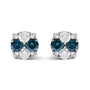 2 Ct. T.W. Treated Blue Diamond Composite Cluster Stud Earrings in Sterling Silver, photo 1