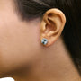 2 Ct. T.W. Treated Blue Diamond Composite Cluster Stud Earrings in Sterling Silver, photo 3