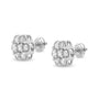 Aretes de botón de racimo floral con cierre de rosca y diamantes talla redonda de 3 ct. p.t. en oro blanco de 14K, color I-J, claridad SI1-SI2, foto 5