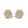 Aretes de botón de racimo floral con diamantes redondos de 3 ct. p.t. en oro amarillo de 14K, foto 1