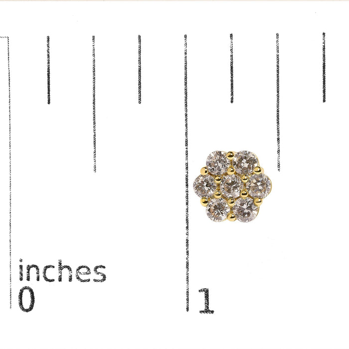 Aretes de botón de racimo floral con diamantes redondos de 3 ct. p.t. en oro amarillo de 14K, foto 5