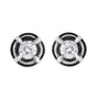 Aretes de botón solitarios milgrain de doble halo y 4 garras con diamantes redondos en plata de ley bañada en rodio negro, foto 2