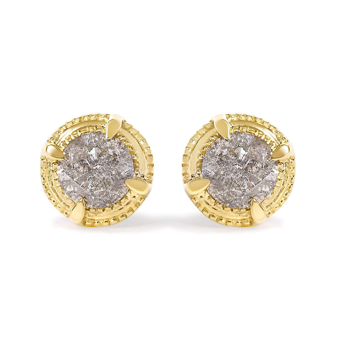 Round Brilliant-Cut Diamond Solitaire Milgrain Stud Earrings in Sterling Silver, photo 8