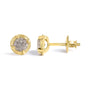 Round Brilliant-Cut Diamond Solitaire Milgrain Stud Earrings in Sterling Silver, photo 32