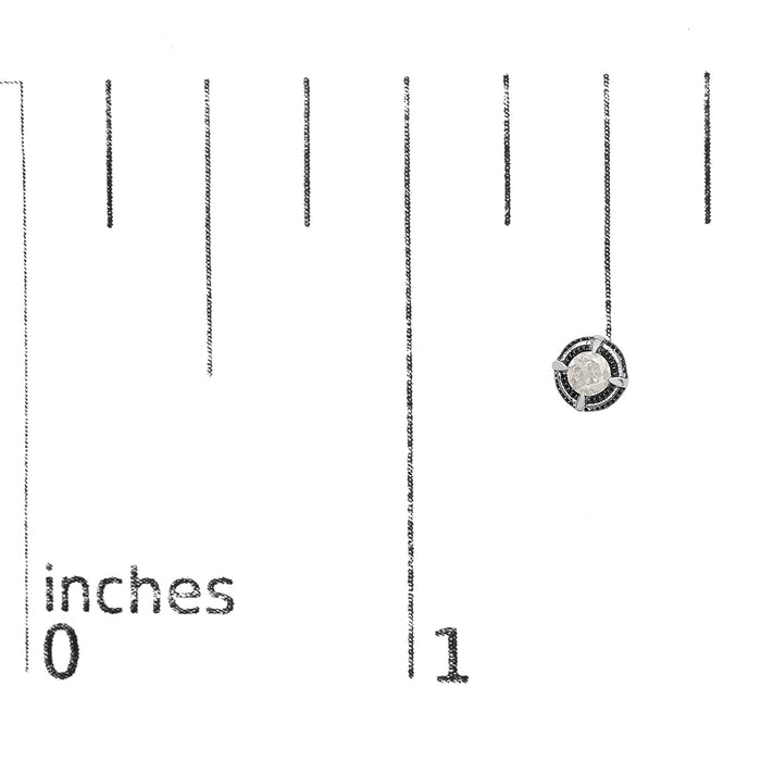 Aretes de botón solitarios milgrain de doble halo y 4 garras con diamantes redondos en plata de ley bañada en rodio negro, foto 14
