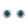 Aretes de botón solitarios milgrain modernos de 4 garras con diamantes de color tratados en plata de ley, foto 3