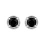 Aretes de botón solitarios milgrain modernos de 4 garras con diamantes de color tratados en plata de ley, foto 4