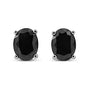 Prong-Set Treated Black Oval Diamond Stud Earrings in Sterling Silver, photo 8