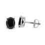 Prong-Set Treated Black Oval Diamond Stud Earrings in Sterling Silver, photo 16
