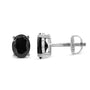Prong-Set Treated Black Oval Diamond Stud Earrings in Sterling Silver, photo 15