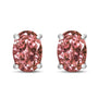 Aretes de botón solitarios de 4 garras con diamantes rosados cultivados en laboratorio de 1.09 ct. p.t. en oro blanco de 14K, foto 2