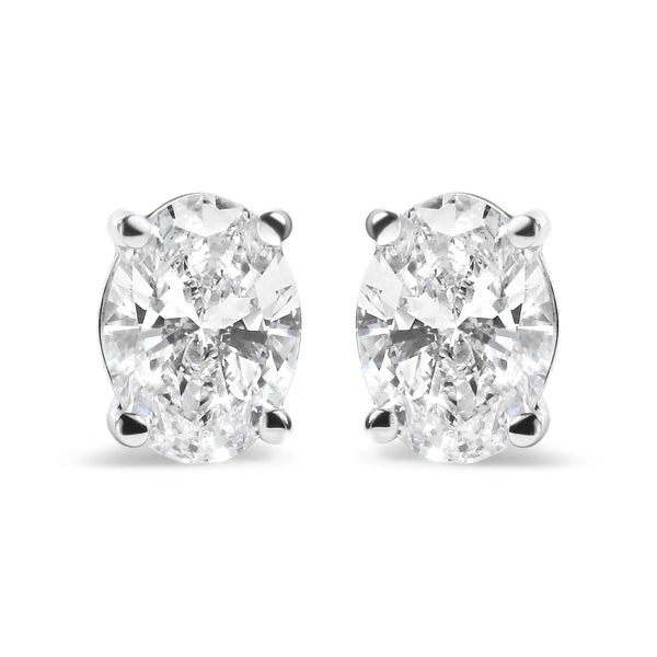 2 Ct. T.W. Prong-Set Lab-Grown Oval Diamond Solitaire Stud Earrings in 14K White Gold, photo 1