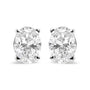 Aretes de botón solitarios de garras con diamantes ovalados cultivados en laboratorio de 0.75 ct. p.t. en oro blanco de 14K, foto 1