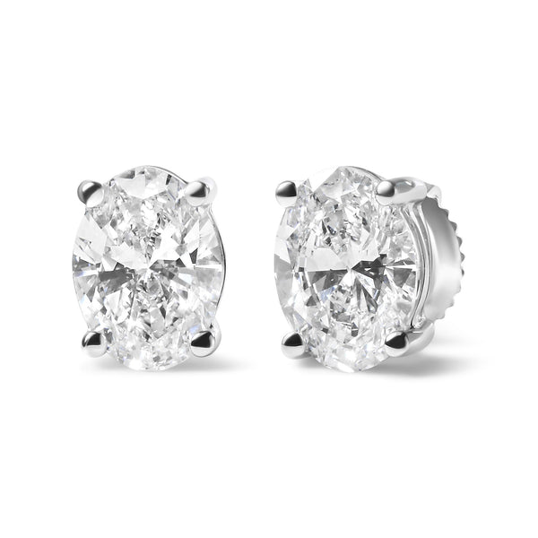 0.75 Ct. T.W. Prong-Set Lab-Grown Oval Diamond Solitaire Stud Earrings in 14K White Gold, photo 2