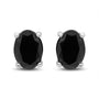 Prong-Set Treated Black Oval Diamond Stud Earrings in Sterling Silver, photo 2