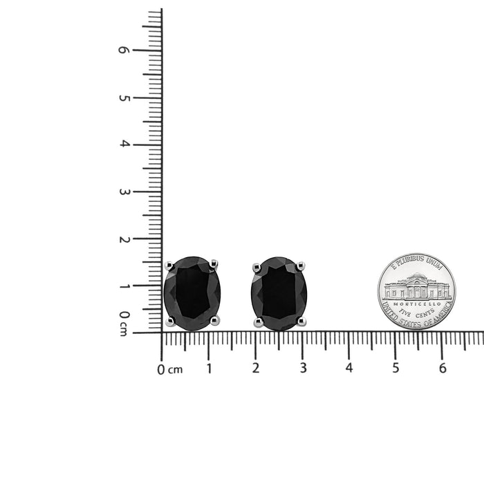 Prong-Set Treated Black Oval Diamond Stud Earrings in Sterling Silver, photo 17