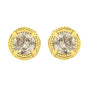 Round Brilliant-Cut Diamond Solitaire Milgrain Stud Earrings in Sterling Silver, photo 3