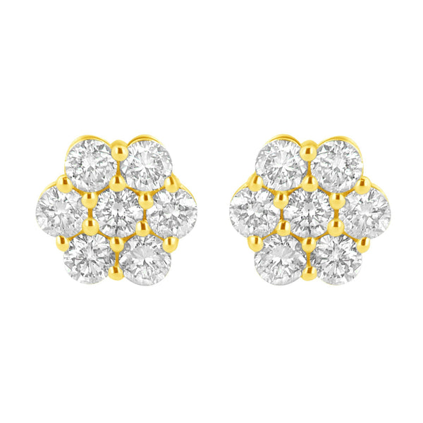 1 Ct. T.W. Diamond Flower Earrings in 14K Yellow Gold, photo 1