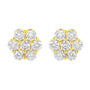 Aretes de flor con diamantes de 1 ct. p.t. en oro amarillo de 14K, foto 1