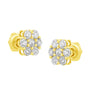 Aretes de flor con diamantes de 1 ct. p.t. en oro amarillo de 14K, foto 4
