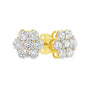 Aretes de flor con diamantes de 1 ct. p.t. en oro amarillo de 14K, foto 5