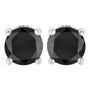 Aretes de botón clásicos de 4 garras con diamantes negros tratados y cierre de rosca en oro blanco de 14K, foto 3