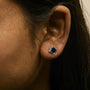 Princess-Cut Square Treated Black Diamond Classic 4-Prong Stud Earrings with Screw Backs in Sterling Silver, photo 5