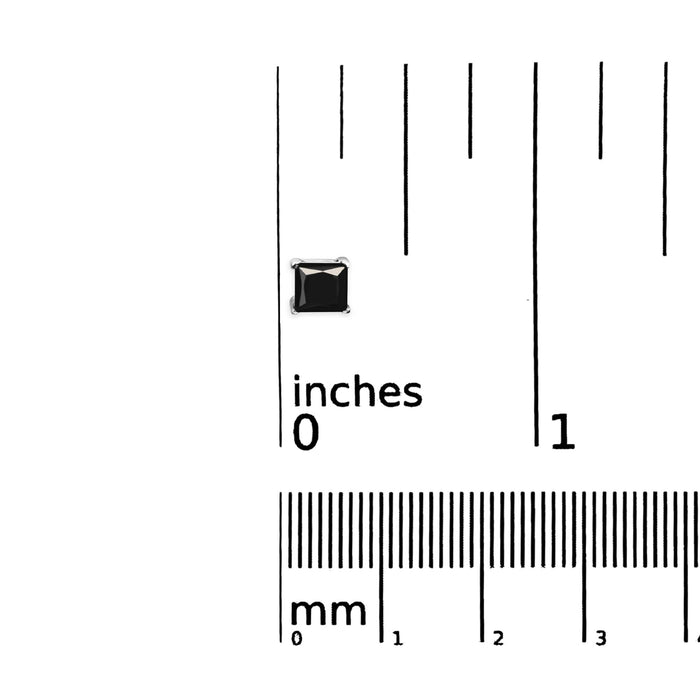 Princess-Cut Square Treated Black Diamond Classic 4-Prong Stud Earrings with Screw Backs in Sterling Silver, photo 10