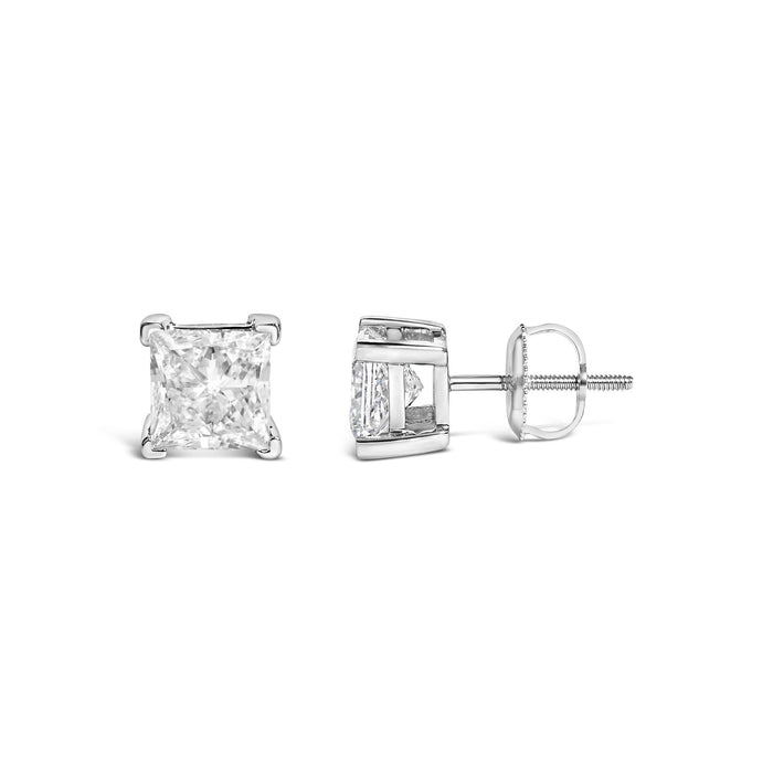 Princess-Cut Lab-Grown Diamond Solitaire Stud Earrings in 14K White Gold, photo 8