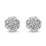 Aretes de botón de racimo calados con halo floral y diamantes redondos de 1/2 ct. p.t. en plata de ley, foto 1
