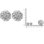Aretes de botón de racimo calados con halo floral y diamantes redondos de 1/2 ct. p.t. en plata de ley, foto 5