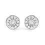 Aretes de botón solitario Miracle-Set con halo y diamantes de 1/4 ct. p.t. en plata de ley, foto 1