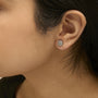 Aretes de botón solitario Miracle-Set con halo y diamantes de 1/4 ct. p.t. en plata de ley, foto 3