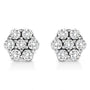 Aretes de botón de flor de garras con diamantes redondos de 1/2 ct. p.t. en oro blanco de 14K, foto 1