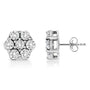 Aretes de botón de flor de garras con diamantes redondos de 1/2 ct. p.t. en oro blanco de 14K, foto 2