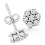 Aretes de botón de flor de garras con diamantes redondos de 1/2 ct. p.t. en oro blanco de 14K, foto 5