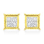 Princess-Cut Diamond Square Stud Earrings in 14K Yellow Gold, photo 2