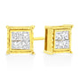 Princess-Cut Diamond Square Stud Earrings in 14K Yellow Gold, photo 4