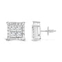 Aretes de botón cuádruples ondulados de engaste invisible con diamantes de 1 1/2 ct. p.t. en oro blanco de 14K, foto 4