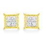 Princess-Cut Diamond Square Stud Earrings in 14K Yellow Gold, photo 1