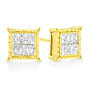 Princess-Cut Diamond Square Stud Earrings in 14K Yellow Gold, photo 3
