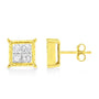 Princess-Cut Diamond Square Stud Earrings in 14K Yellow Gold, photo 9