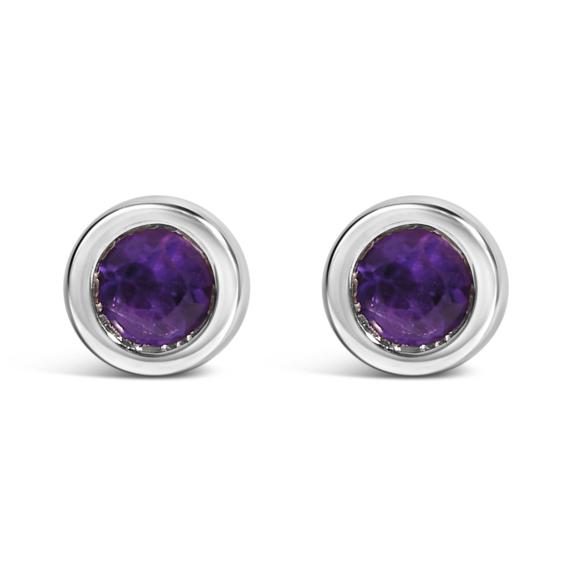 Bezel-Set 3.5mm Created Gemstone Solitaire Stud Earrings in Sterling Silver, photo 1