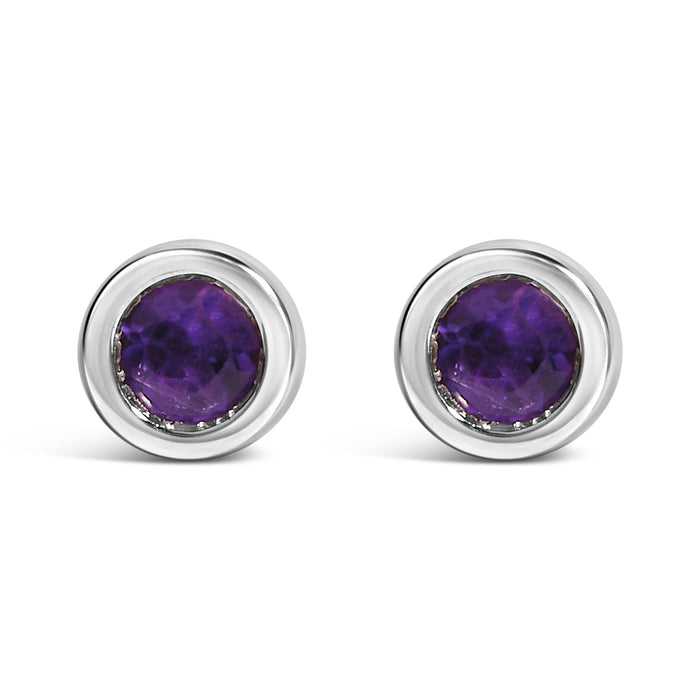 Bezel-Set 3.5mm Created Gemstone Solitaire Stud Earrings in Sterling Silver, photo 1