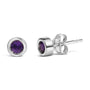 Bezel-Set 3.5mm Created Gemstone Solitaire Stud Earrings in Sterling Silver, photo 5