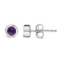Bezel-Set 3.5mm Created Gemstone Solitaire Stud Earrings in Sterling Silver, photo 13